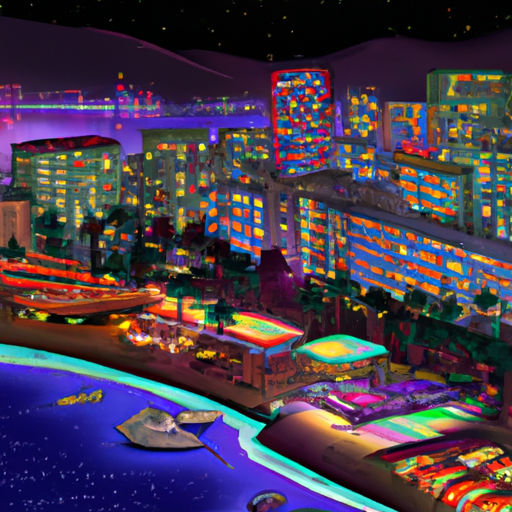 A vibrant scene from Eilat's lively nightlife, with its bustling bars and clubs.